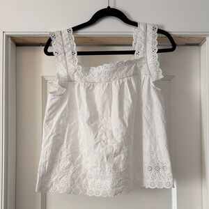 Elegant White Eyelet Lace Tank Top